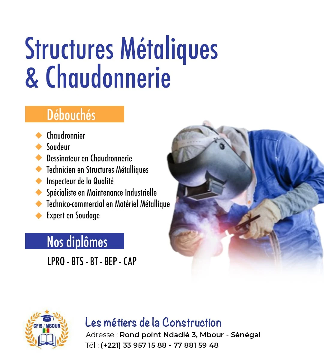Affiche du programme de structures métalliques et chaudronnerie