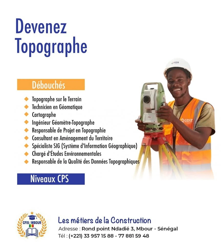 Affiche du programme de topographie